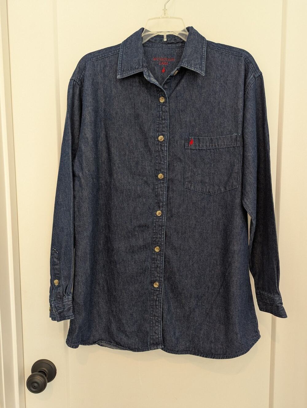 Mountain Lake Women Small Long Sleeve Dark Denim Button Up Shirt Casual Western